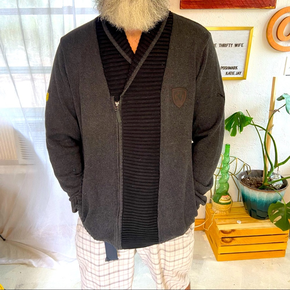 Puma Scuderia Ferrari Shawl Collar Cardigan Sweater: Full Zip: Size XL
